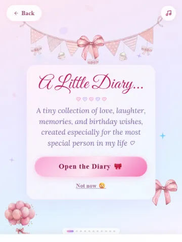 Birthday Love Diary — birthday website template